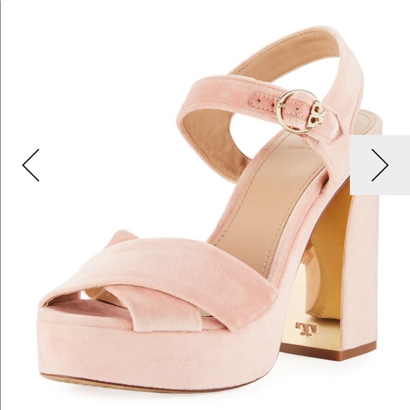 Tory Burch Shoes - Tory Burch Loretta Velvet Platform Sandal Pink 7.5